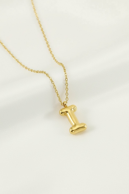 Custom Gold Bubble Letter Necklace