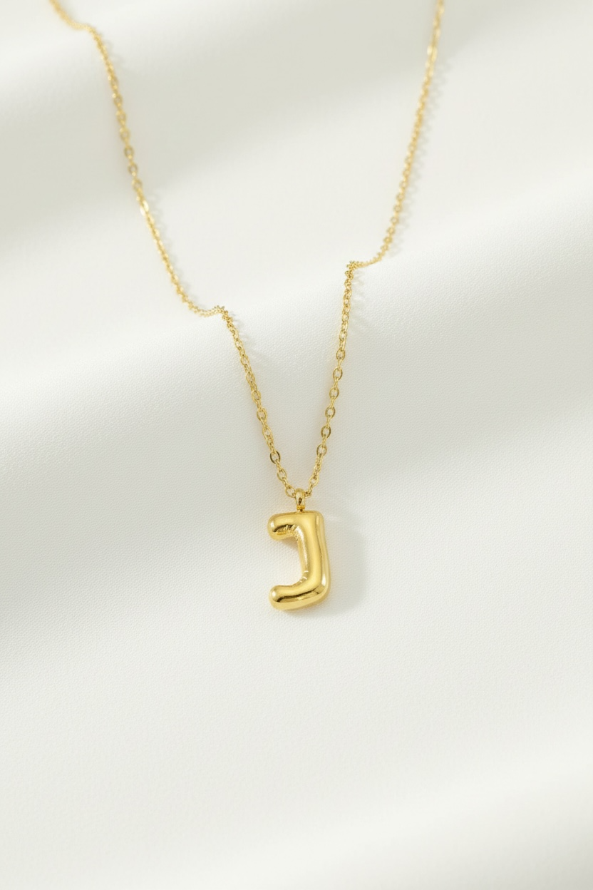 Custom Gold Bubble Letter Necklace