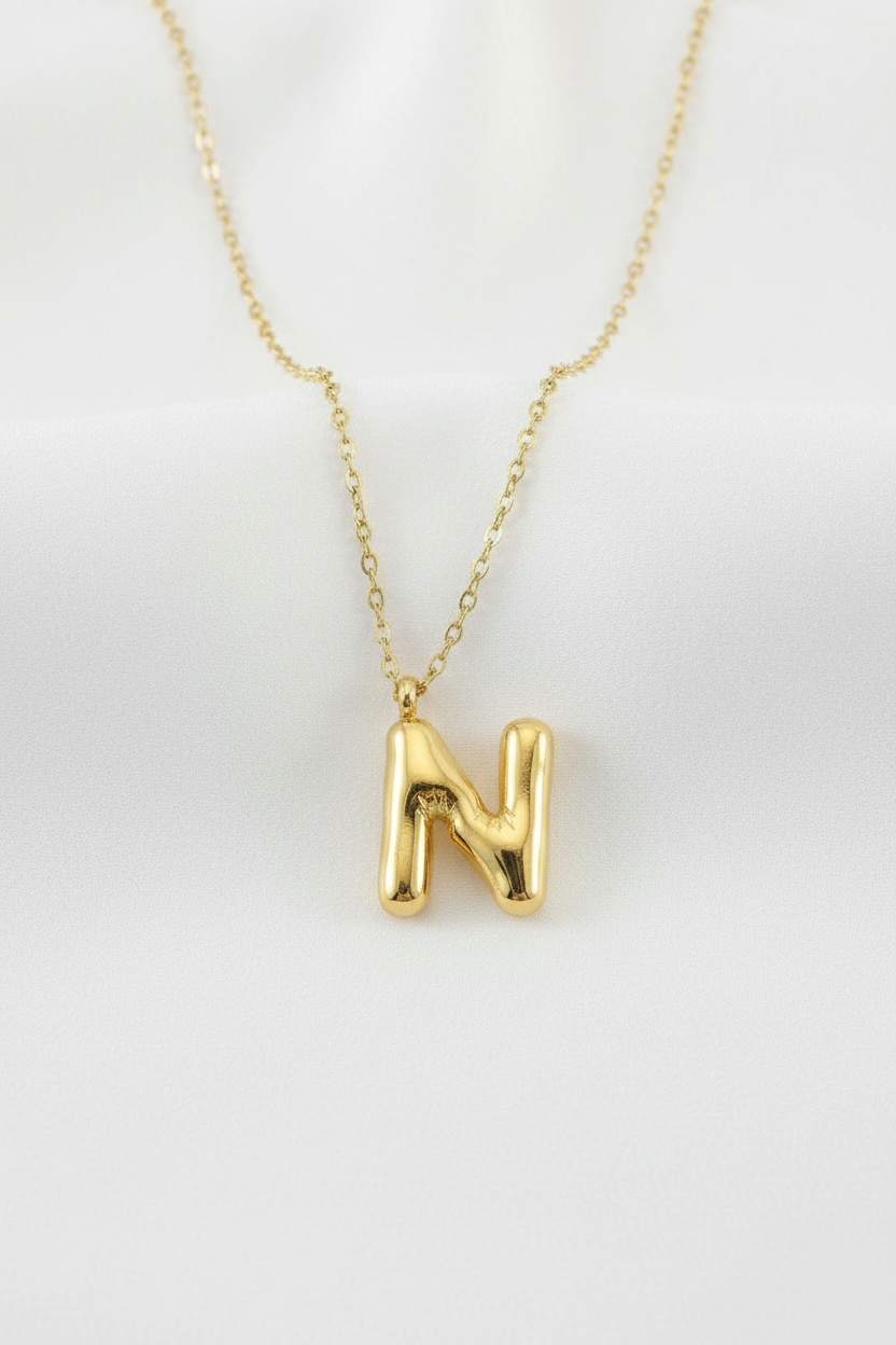 Custom Gold Bubble Letter Necklace