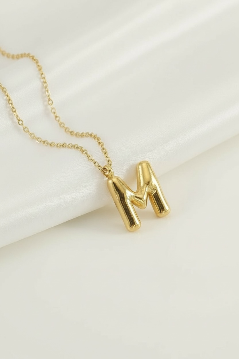 Custom Gold Bubble Letter Necklace