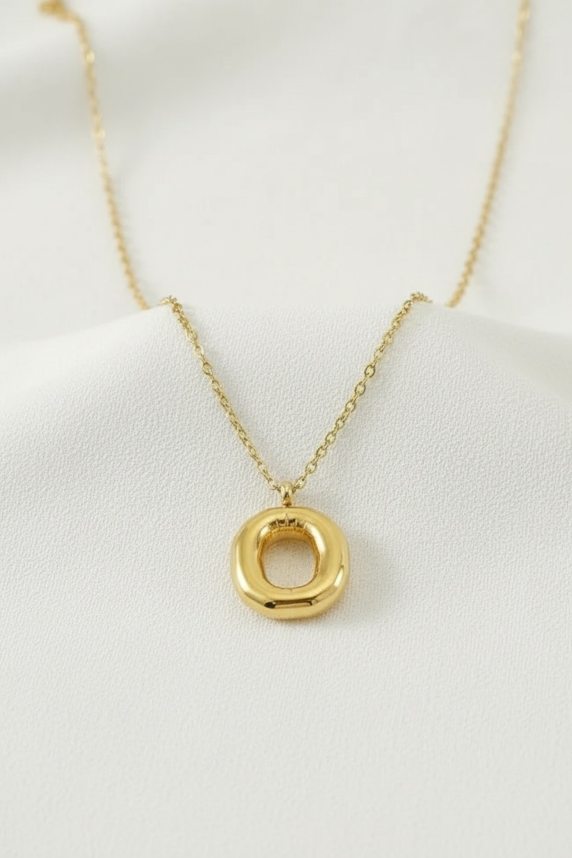 Custom Gold Bubble Letter Necklace