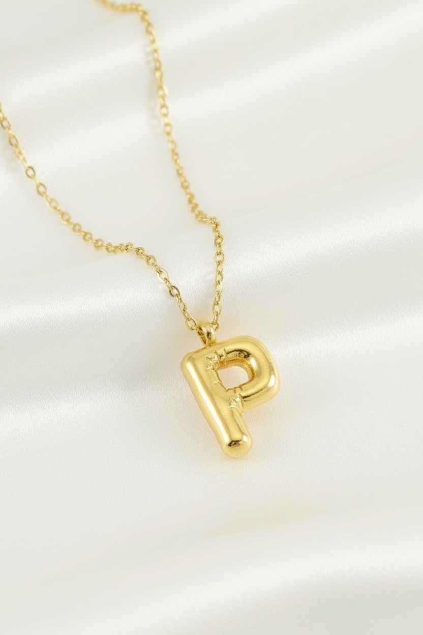 Custom Gold Bubble Letter Necklace