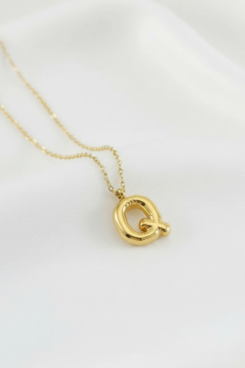 Custom Gold Bubble Letter Necklace
