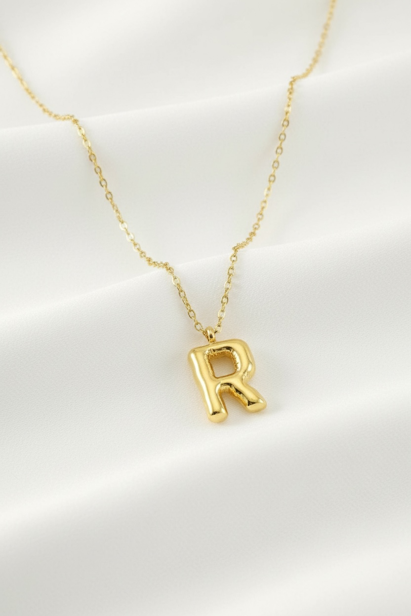 Custom Gold Bubble Letter Necklace