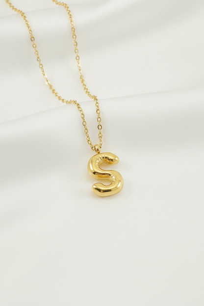 Custom Gold Bubble Letter Necklace