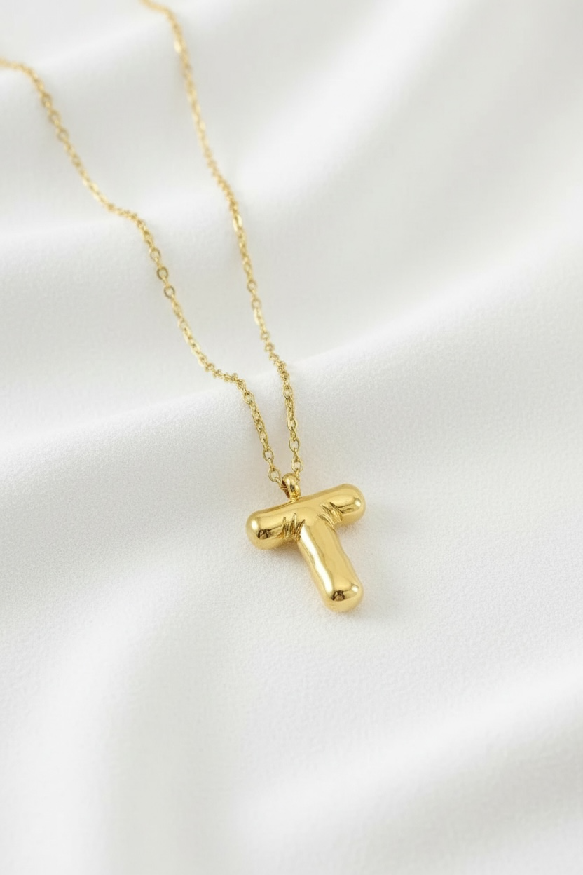 Custom Gold Bubble Letter Necklace