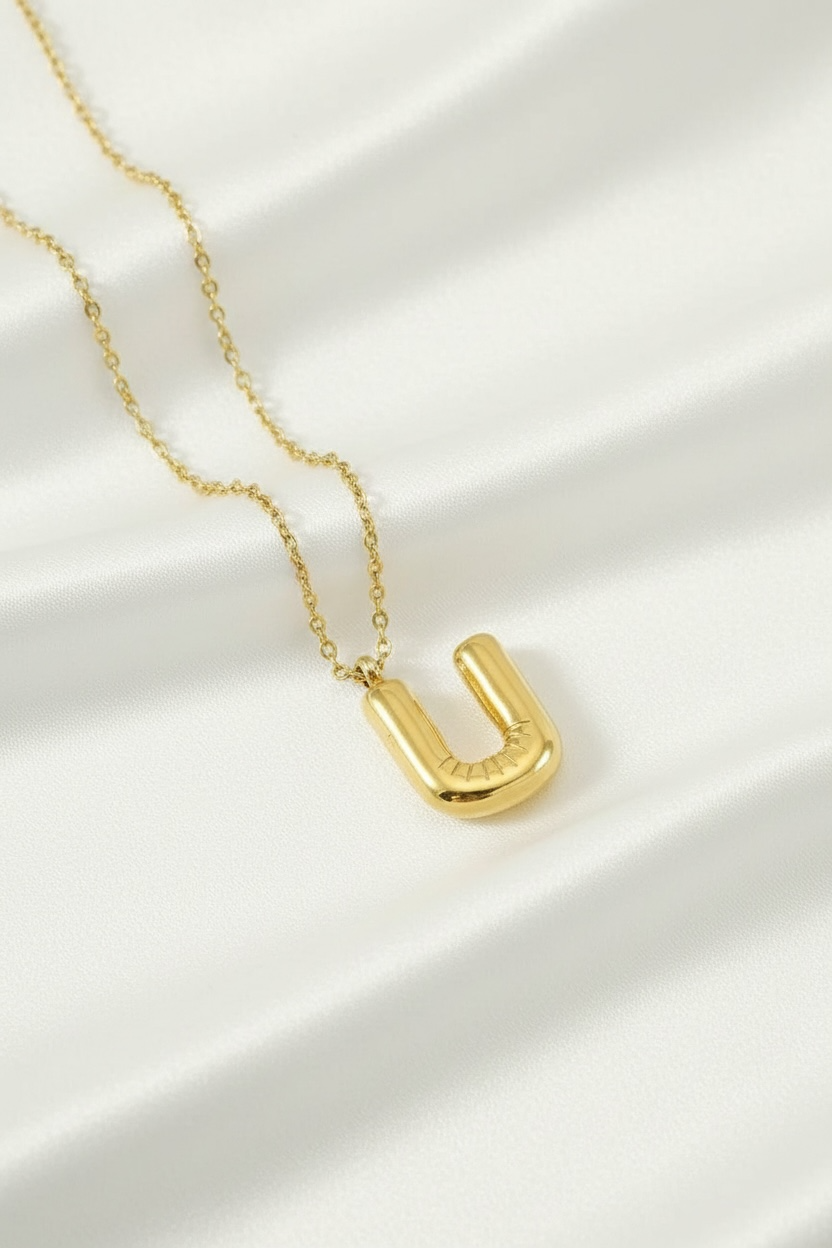 Custom Gold Bubble Letter Necklace