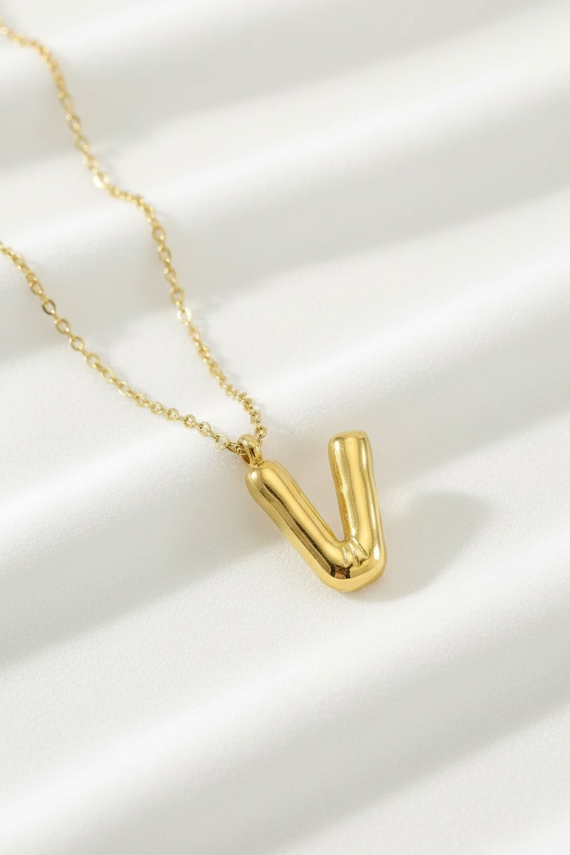 Custom Gold Bubble Letter Necklace