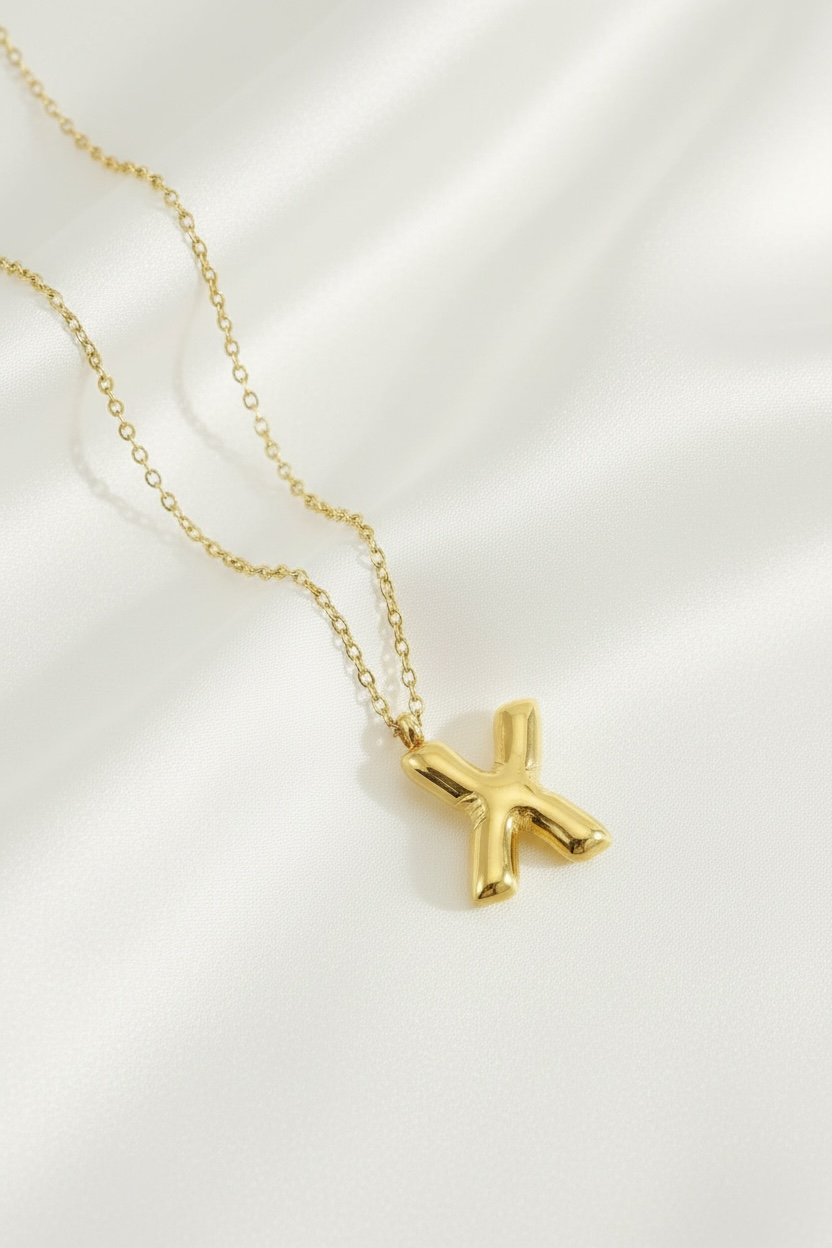 Custom Gold Bubble Letter Necklace