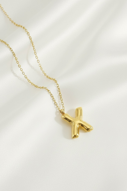 Custom Gold Bubble Letter Necklace