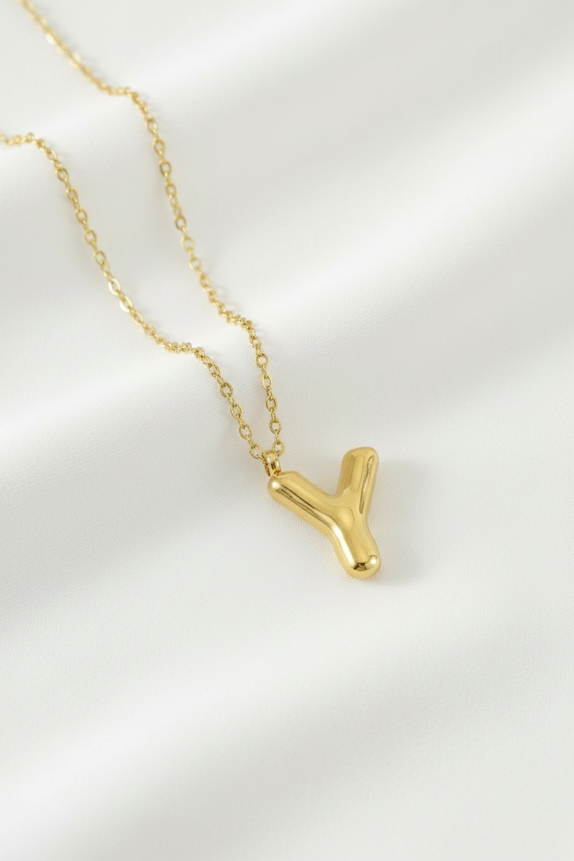 Custom Gold Bubble Letter Necklace