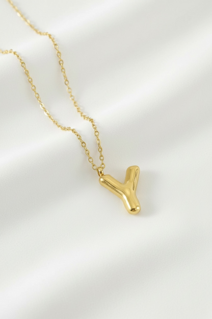 Custom Gold Bubble Letter Necklace