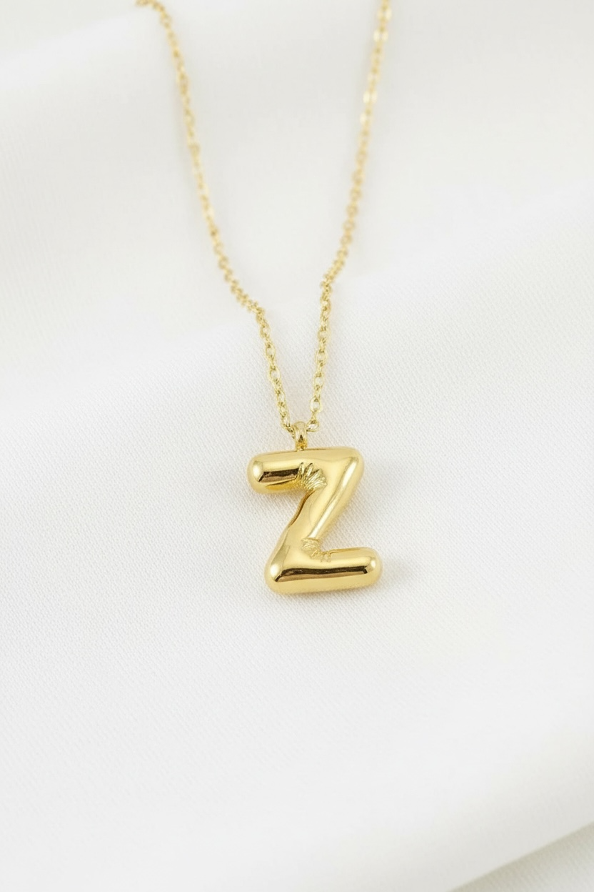 Custom Gold Bubble Letter Necklace