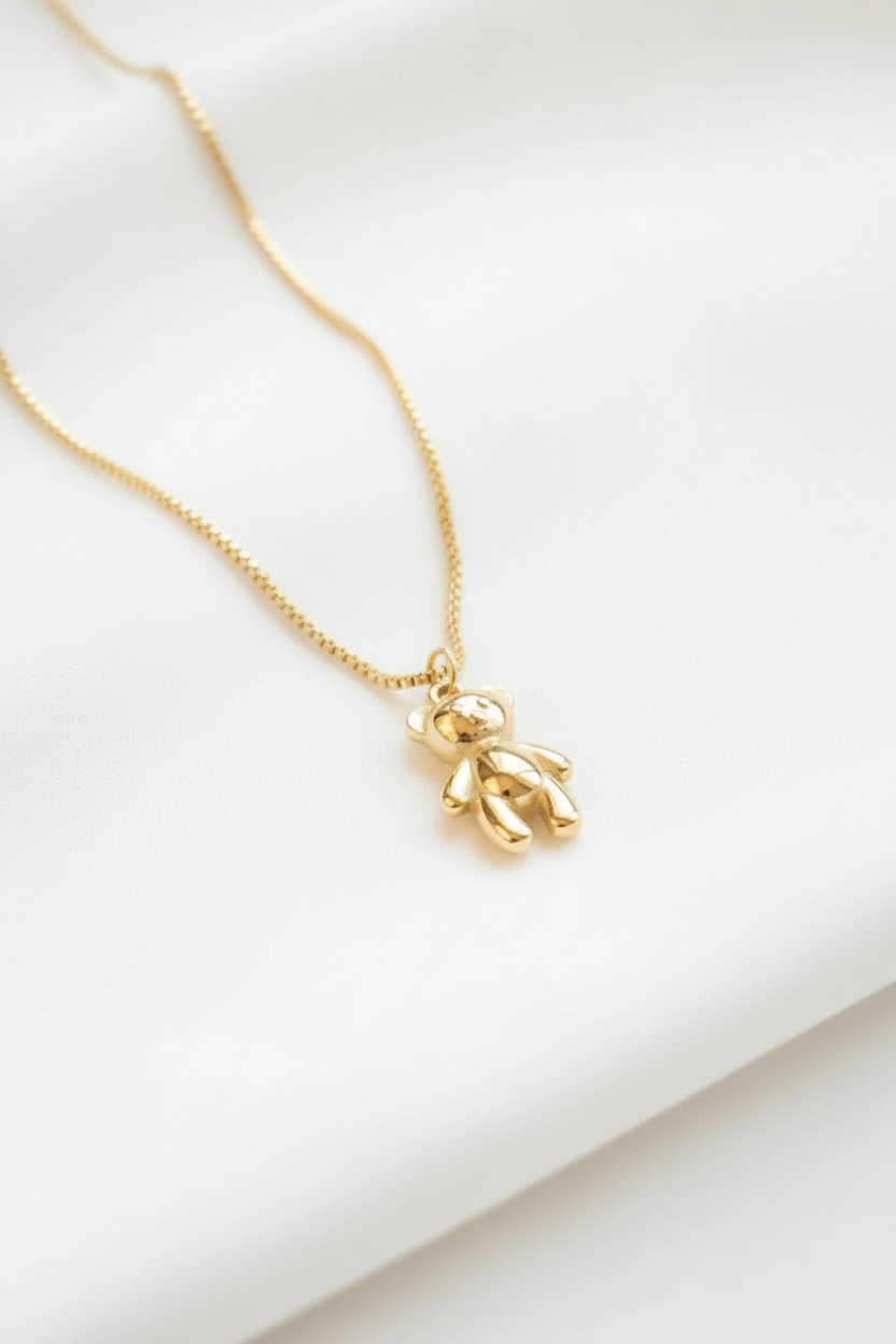 Gold Teddy Bear Necklace