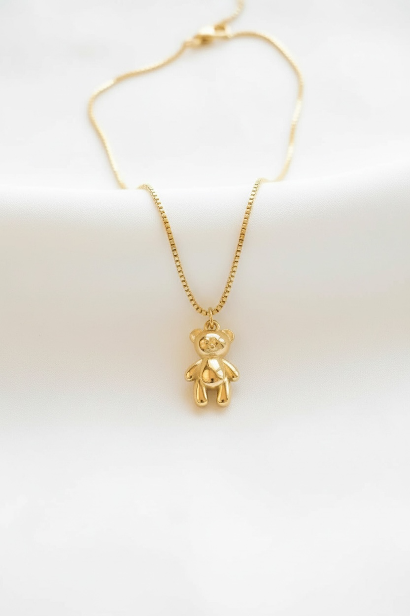 Gold Teddy Bear Necklace
