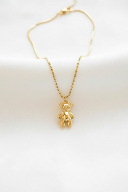Gold Teddy Bear Necklace