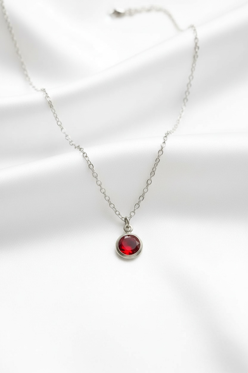 July - Siam, Swarovski Birth Month Necklace