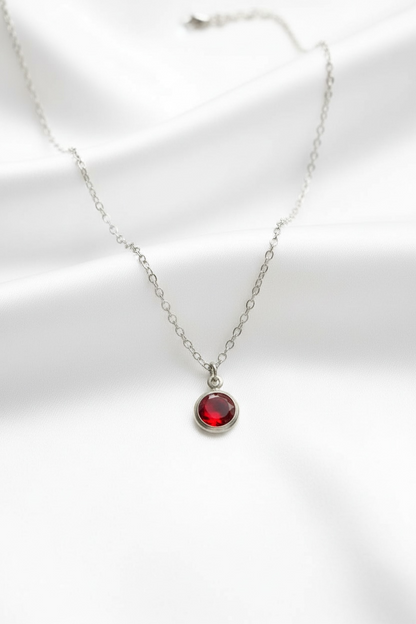 July - Siam, Swarovski Birth Month Necklace