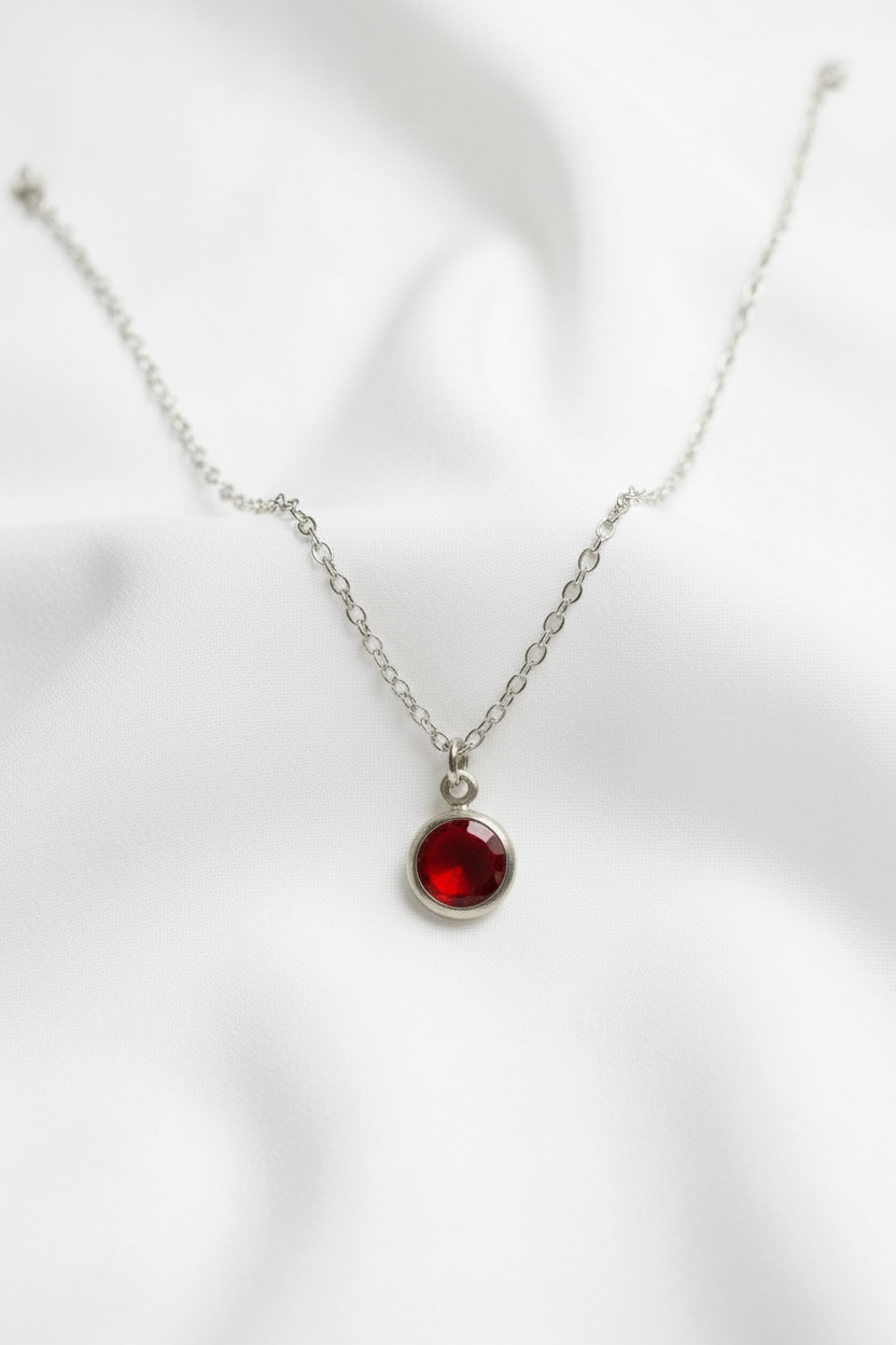 July - Siam, Swarovski Birth Month Necklace