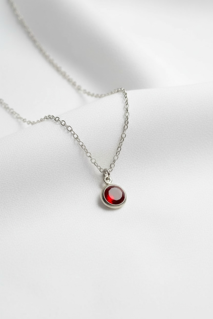 July - Siam, Swarovski Birth Month Necklace