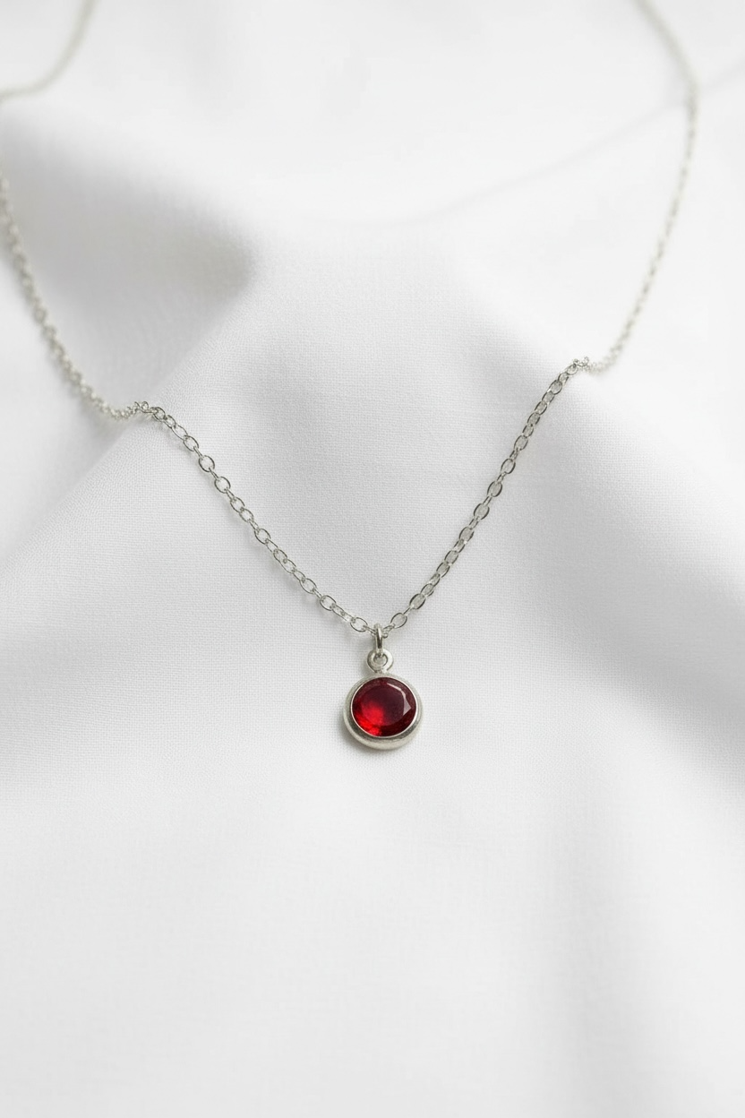 July - Siam, Swarovski Birth Month Necklace