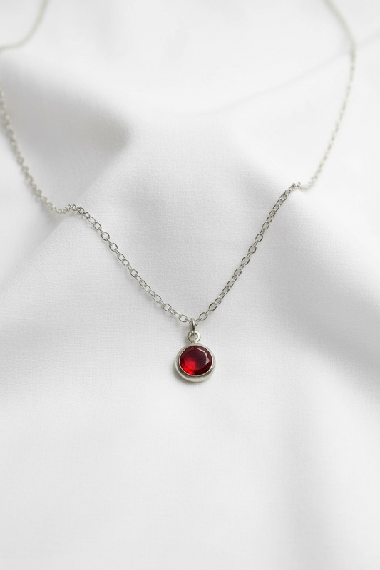 July - Siam, Swarovski Birth Month Necklace