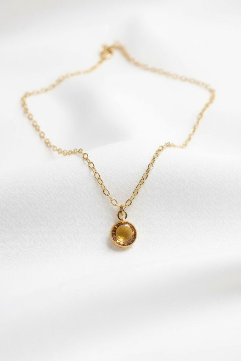 November - Topaz, Swarovski Birth Month Necklace