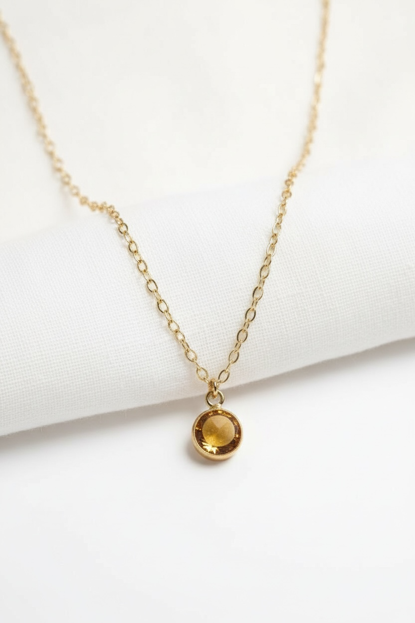 November - Topaz, Swarovski Birth Month Necklace