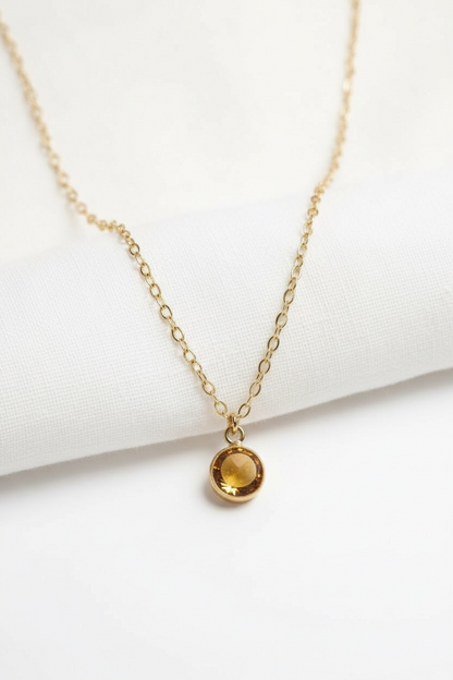 November - Topaz, Swarovski Birth Month Necklace