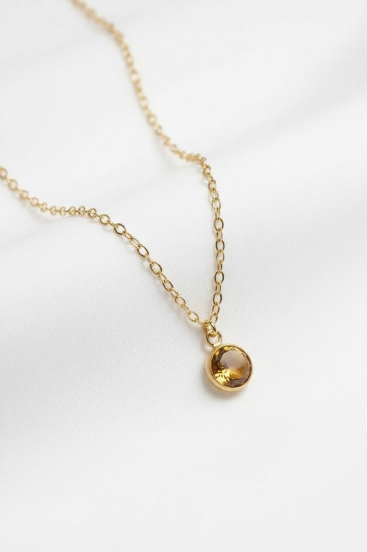 November - Topaz, Swarovski Birth Month Necklace