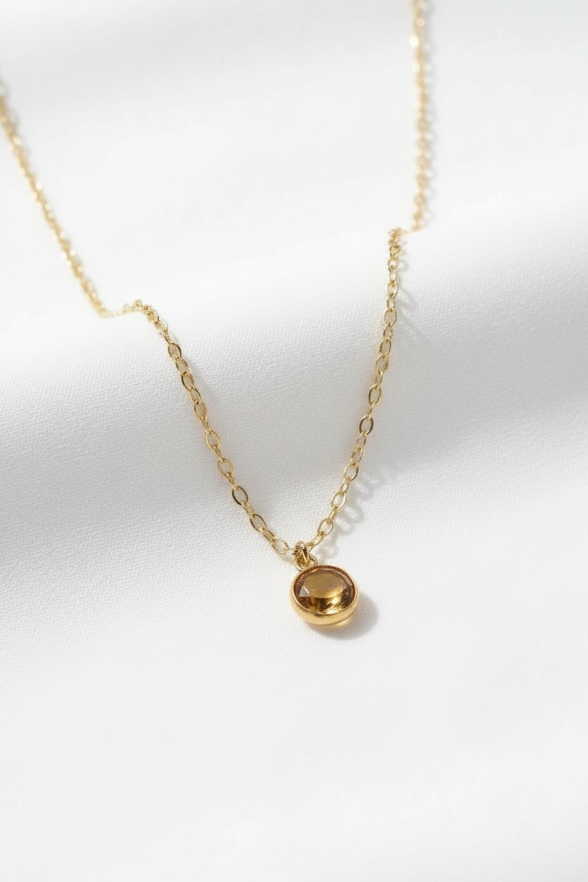 November - Topaz, Swarovski Birth Month Necklace