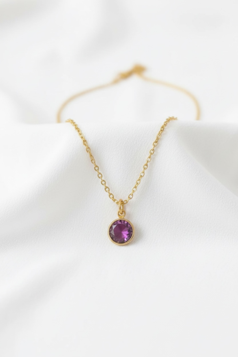 February - Amethyst, Swarovski Birth Month Necklace