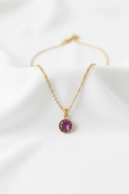February - Amethyst, Swarovski Birth Month Necklace