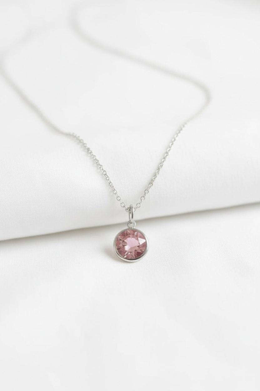 October - Rose, Swarovski Birth Month Necklace