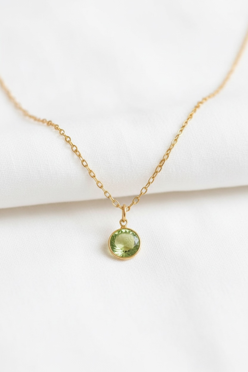 August - Peridot, Swarovski Birth Month Necklace