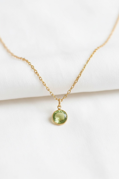 August - Peridot, Swarovski Birth Month Necklace