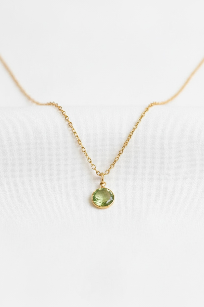 August - Peridot, Swarovski Birth Month Necklace