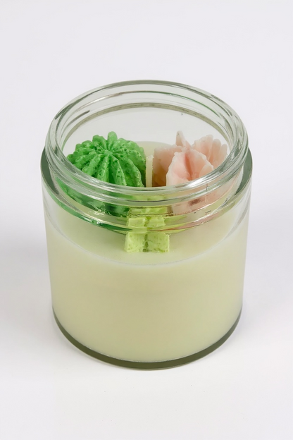 Succulent Soy Candle in Green and Pink