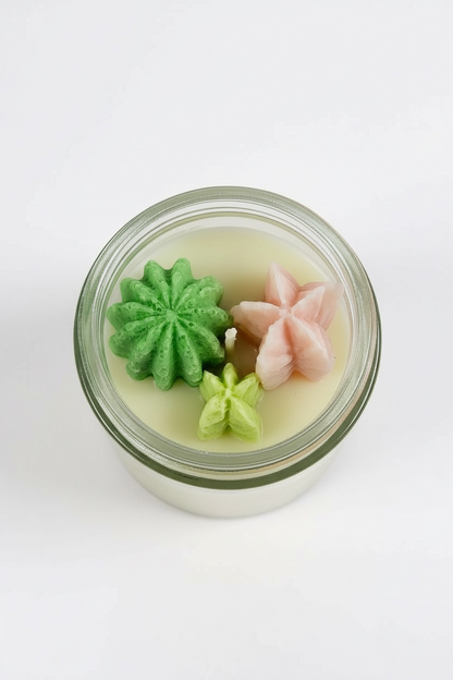 Succulent Soy Candle in Green and Pink