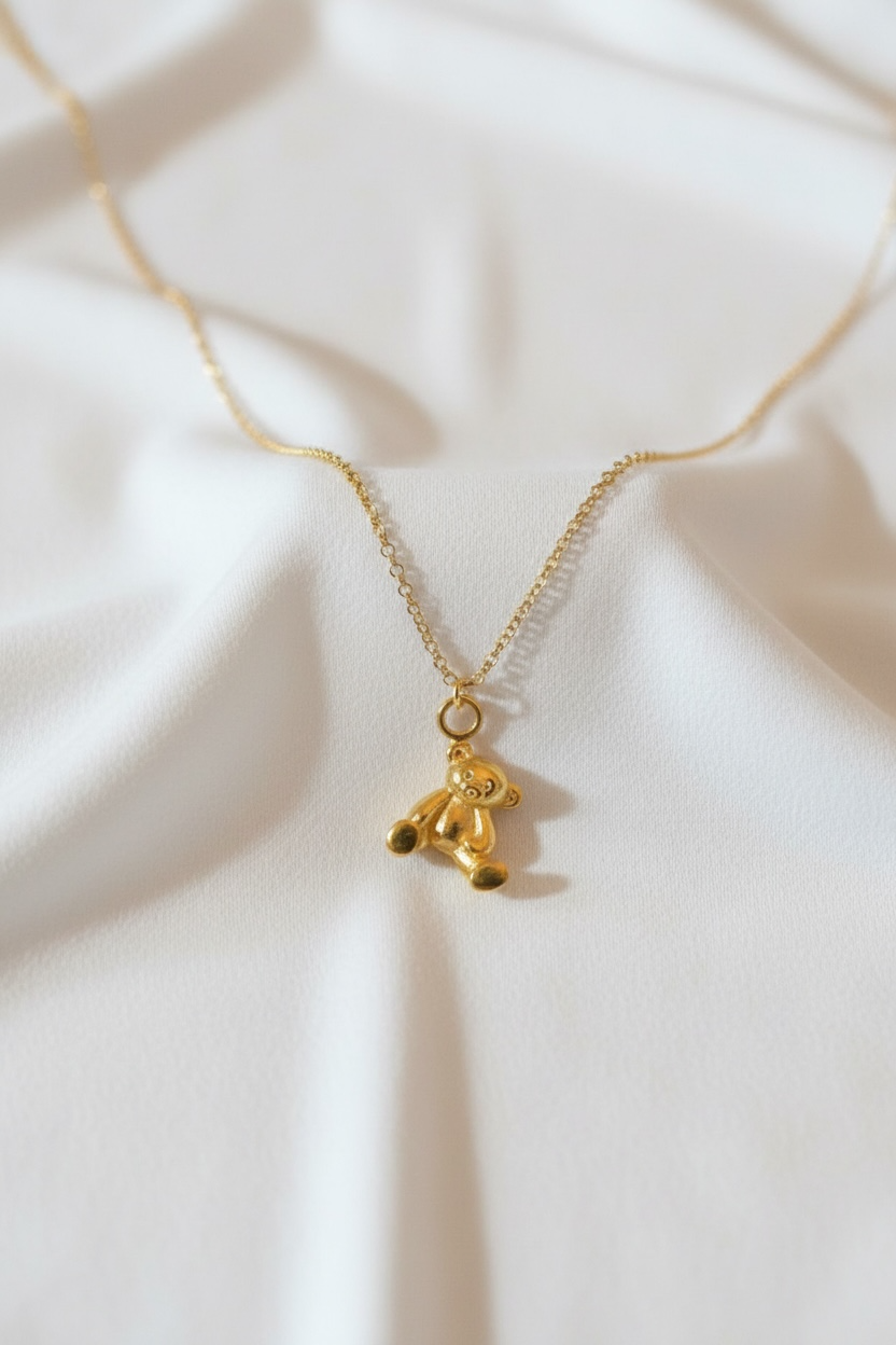 Gold Vermeil Teddy Bear Necklace