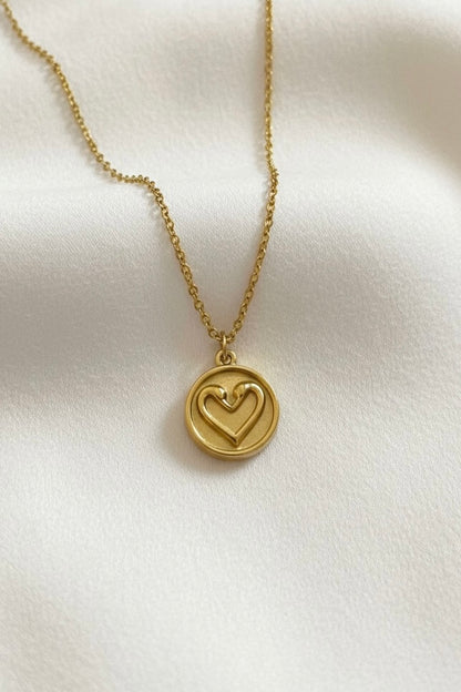 Gold Swan Heart Necklace