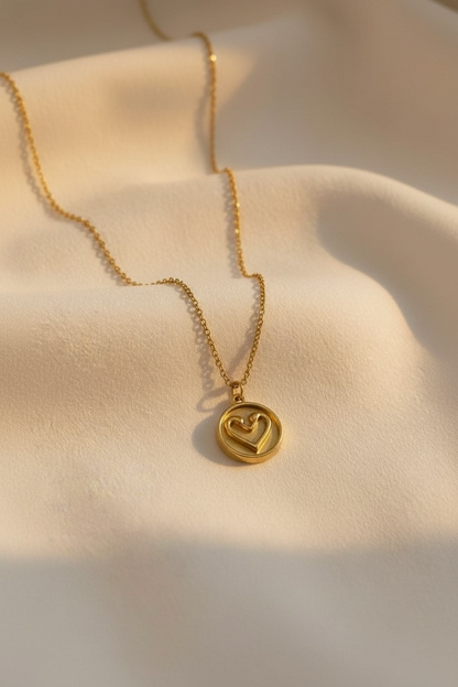 Gold Swan Heart Necklace