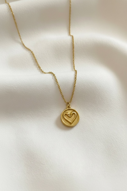 Gold Swan Heart Necklace