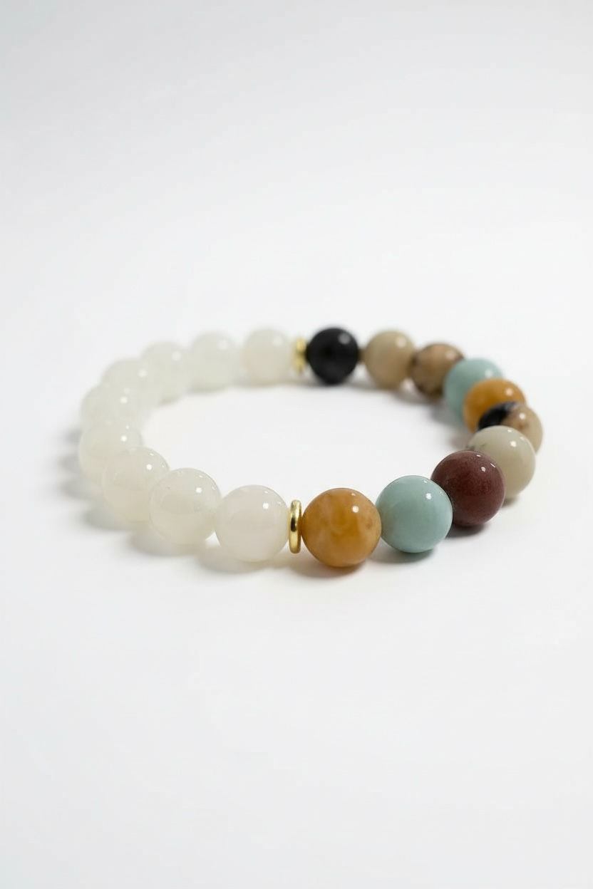 Flower Amazonite + Moonstone Stretch Bracelet