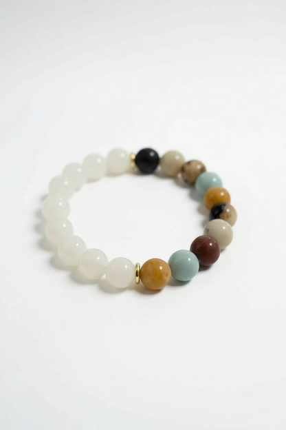 Flower Amazonite + Moonstone Stretch Bracelet