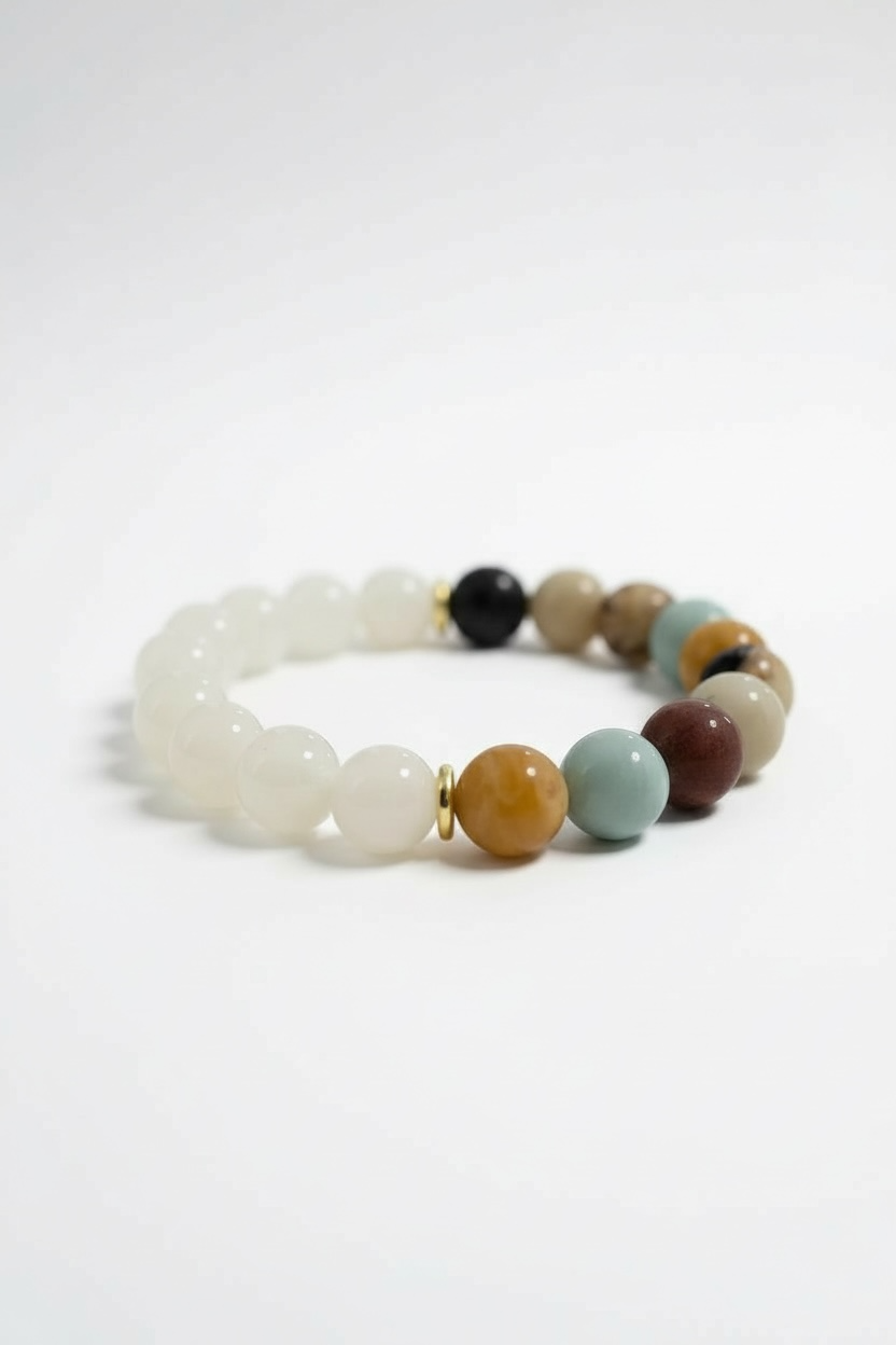 Flower Amazonite + Moonstone Stretch Bracelet