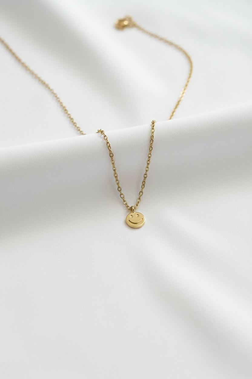 Gold Smiley Face Necklace