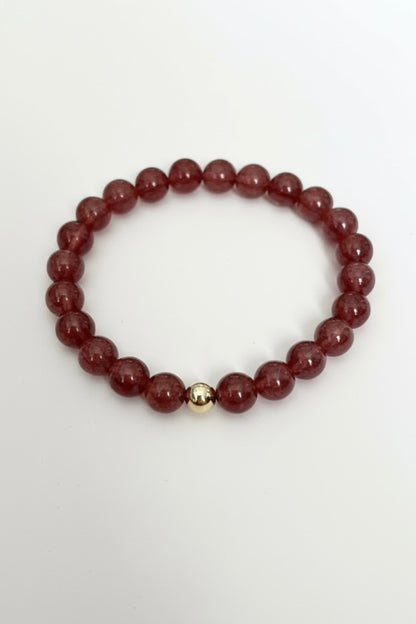 Gold + Strawberry Quartz Stretch Bracelet