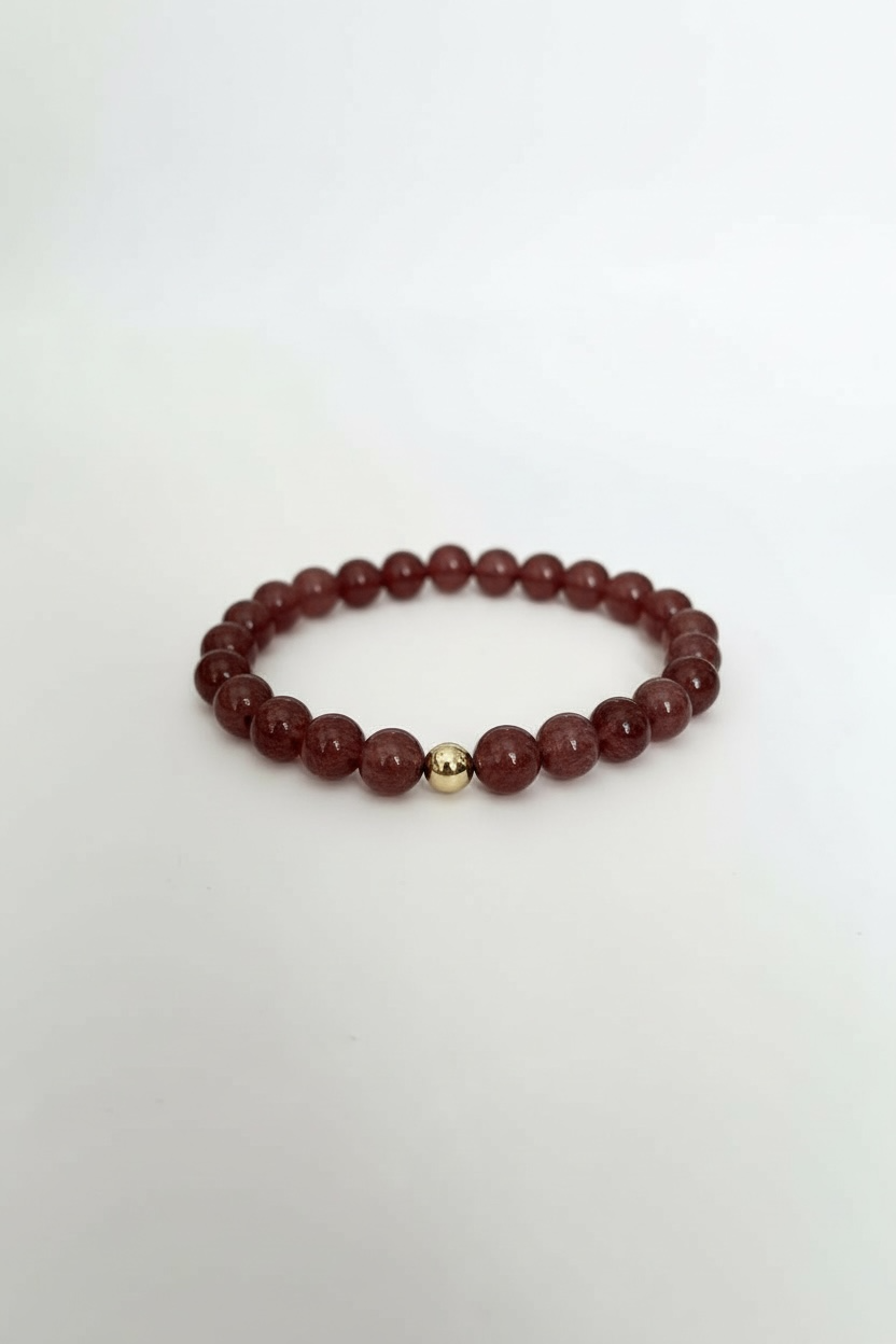 Gold + Strawberry Quartz Stretch Bracelet
