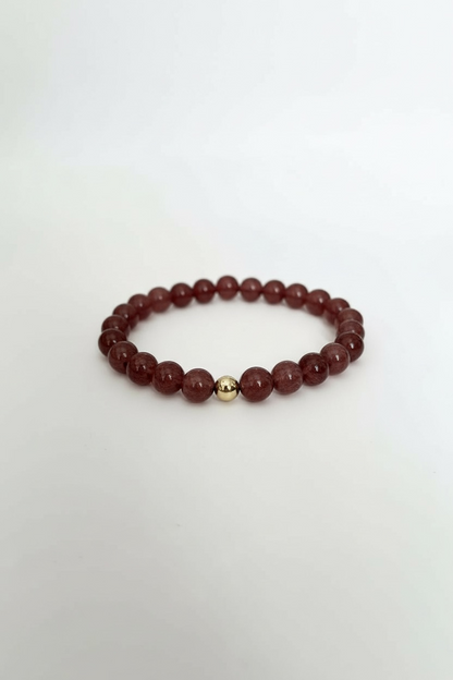 Gold + Strawberry Quartz Stretch Bracelet